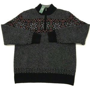 LL Bean Mens Shetland Wool 1/4 Zip Sweater Nordic